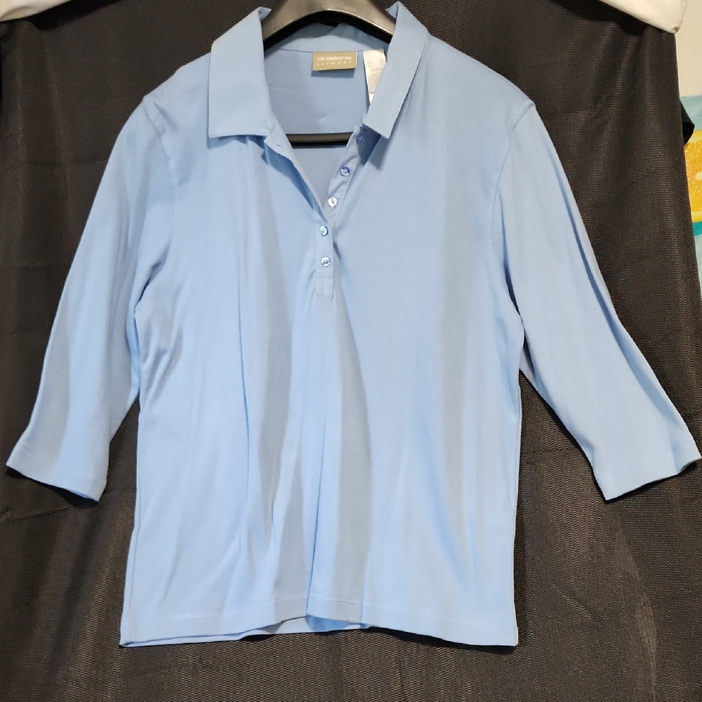 Liz Claiborne Sky Blue Ribbed Top